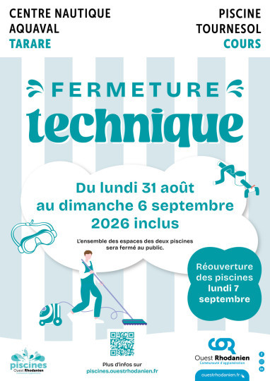 Affiche fermeture technique piscines 2026